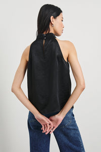 Leah Top in Black Crinkle