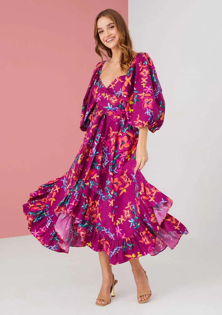 Lisa Dress in Floral Magenta