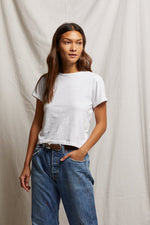 Load image into Gallery viewer, Lisa Recycled Cotton Tee Vintage Fitted Crew in White
