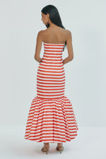 Load image into Gallery viewer, Olina Gown in Ivory/Red Nautical Stripe
