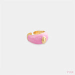 Load image into Gallery viewer, Gold Plated Oval Pink Enamel Ring
