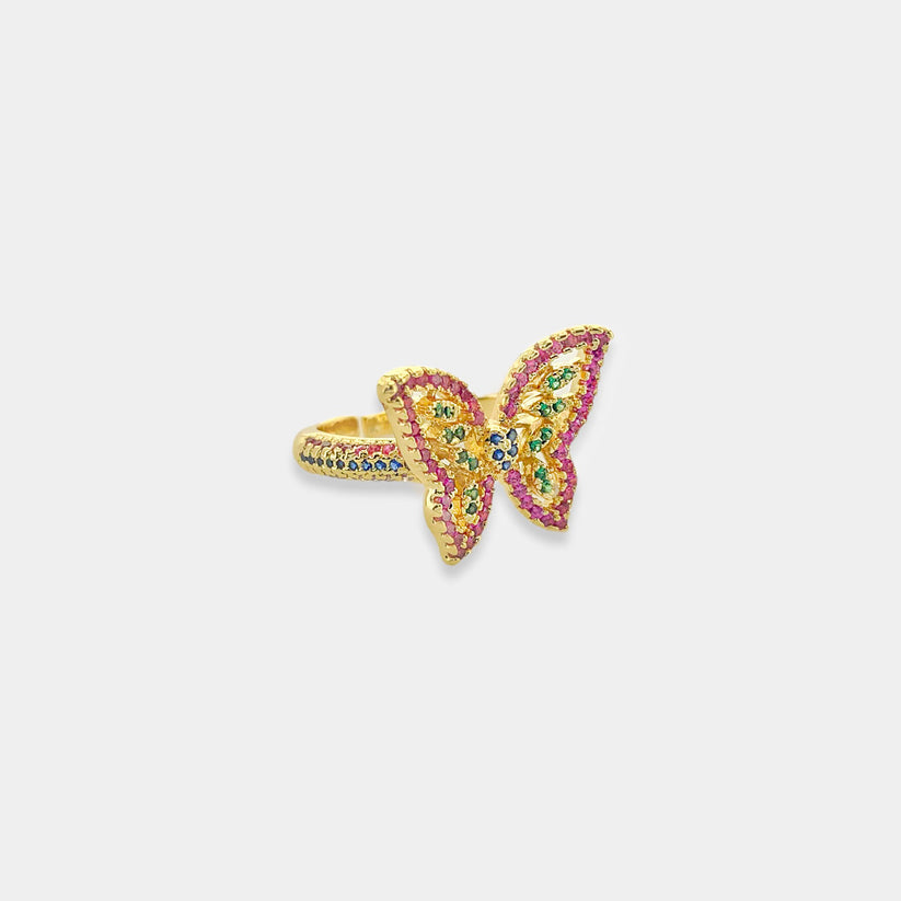 Gold Plated CZ Butterfly Ring