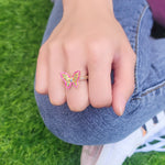 Load image into Gallery viewer, Gold Plated CZ Butterfly Ring
