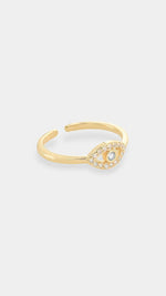 Load image into Gallery viewer, Gold Plated CZ Evil Eye Ring in Clear
