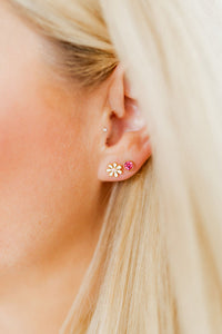 Screwback Stud Earrings in White Elsie