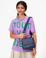 Load image into Gallery viewer, Adjustable Crossbody Strap in Navy Blue w/ Tonal Déjà Vu
