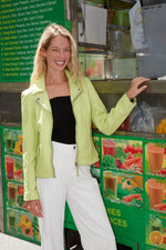 Load image into Gallery viewer, Louzia Leather Jacket in Limeade
