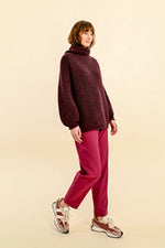 Load image into Gallery viewer, Chunky Turtleneck Tunic Sweater in Marled Dark Red
