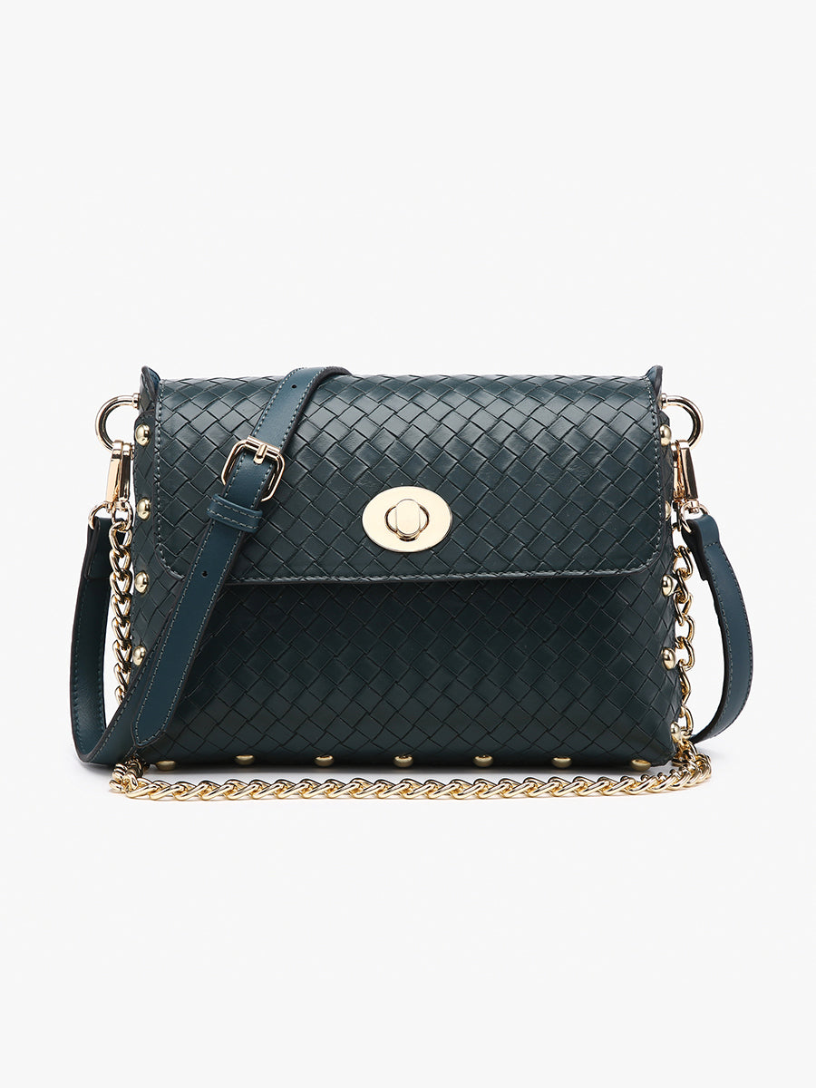 Woven Crossbody Stud Bag in Dusk Blue