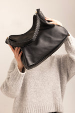 Load image into Gallery viewer, Grace Vegan Whipstitch Tote in Black
