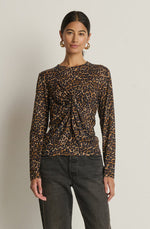 Load image into Gallery viewer, Marion Twist Front Tee in Winter Leopard
