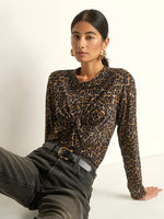 Load image into Gallery viewer, Marion Twist Front Tee in Winter Leopard
