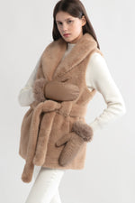 Load image into Gallery viewer, Satin Finish Puffer Mittens in Camel
