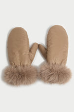 Load image into Gallery viewer, Satin Finish Puffer Mittens in Camel
