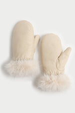 Load image into Gallery viewer, Satin Finish Puffer Mittens in Cream
