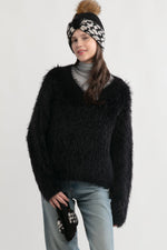 Load image into Gallery viewer, Boucle Leopard Ribbon Band Hat in Black
