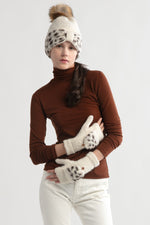 Load image into Gallery viewer, Boucle Leopard Ribbon Band Hat in Ivory
