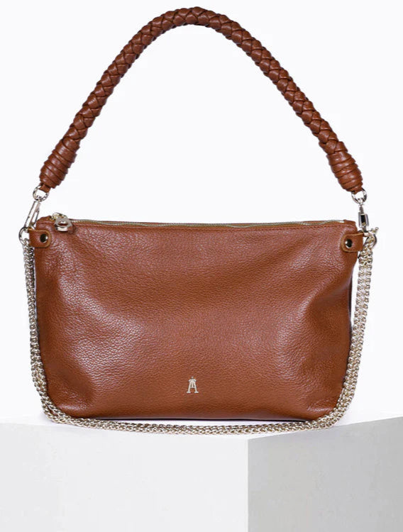 Mallow Twist Calf Leather Bag in Grainé Coffee