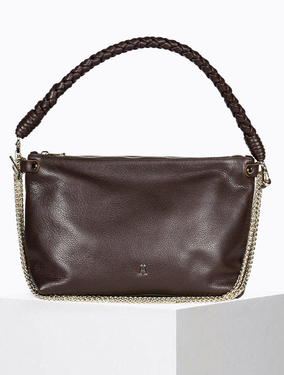 Mallow Twist Calf Leather Bag in Grainé Espresso