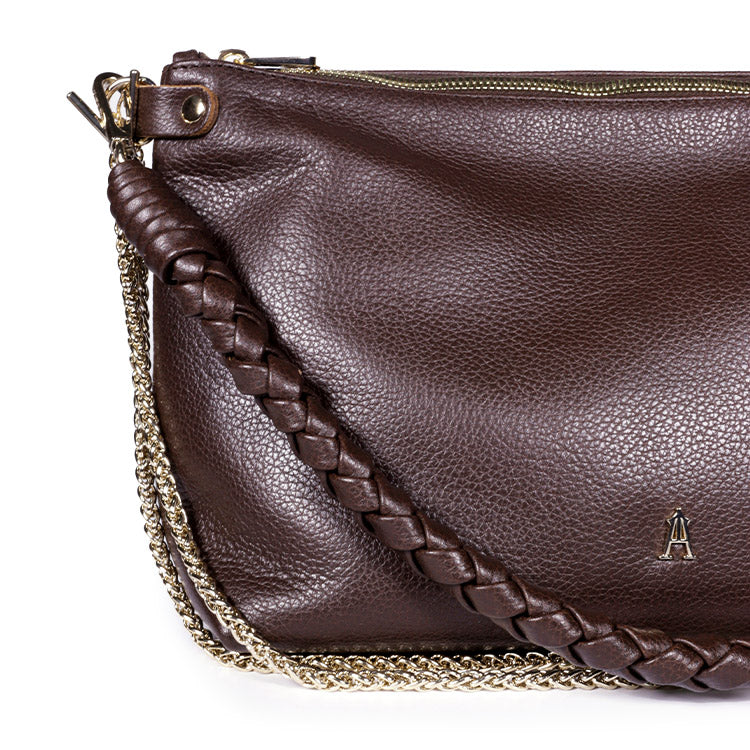 Mallow Twist Calf Leather Bag in Grainé Espresso