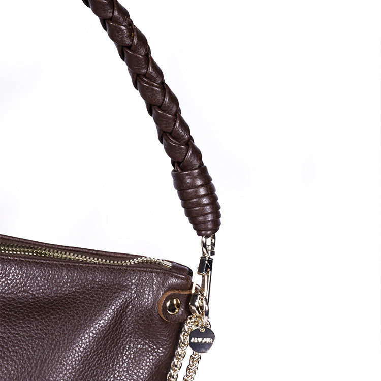 Mallow Twist Calf Leather Bag in Grainé Espresso
