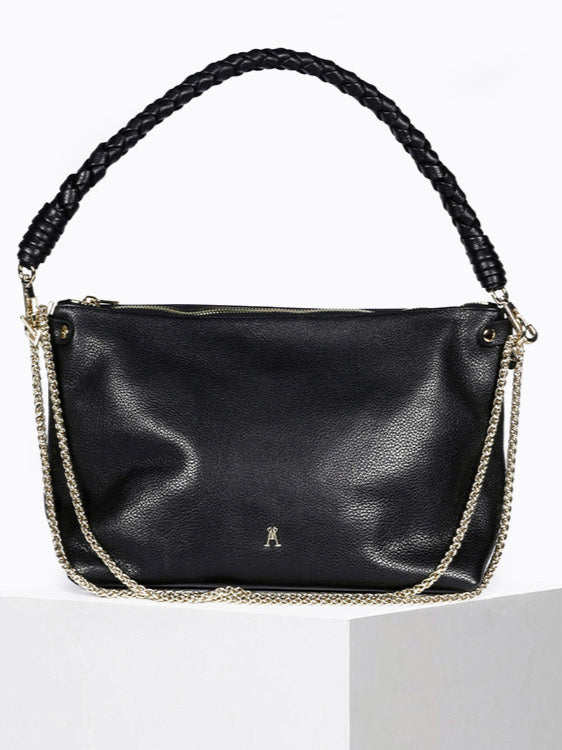 Mallow Twist Calf Leather Bag in Grainé Noir