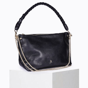 Mallow Twist Calf Leather Bag in Grainé Noir
