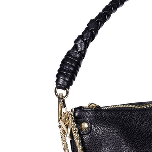 Mallow Twist Calf Leather Bag in Grainé Noir