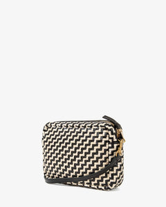 Midi Sac in Woven Zig-Zag Black & Cream