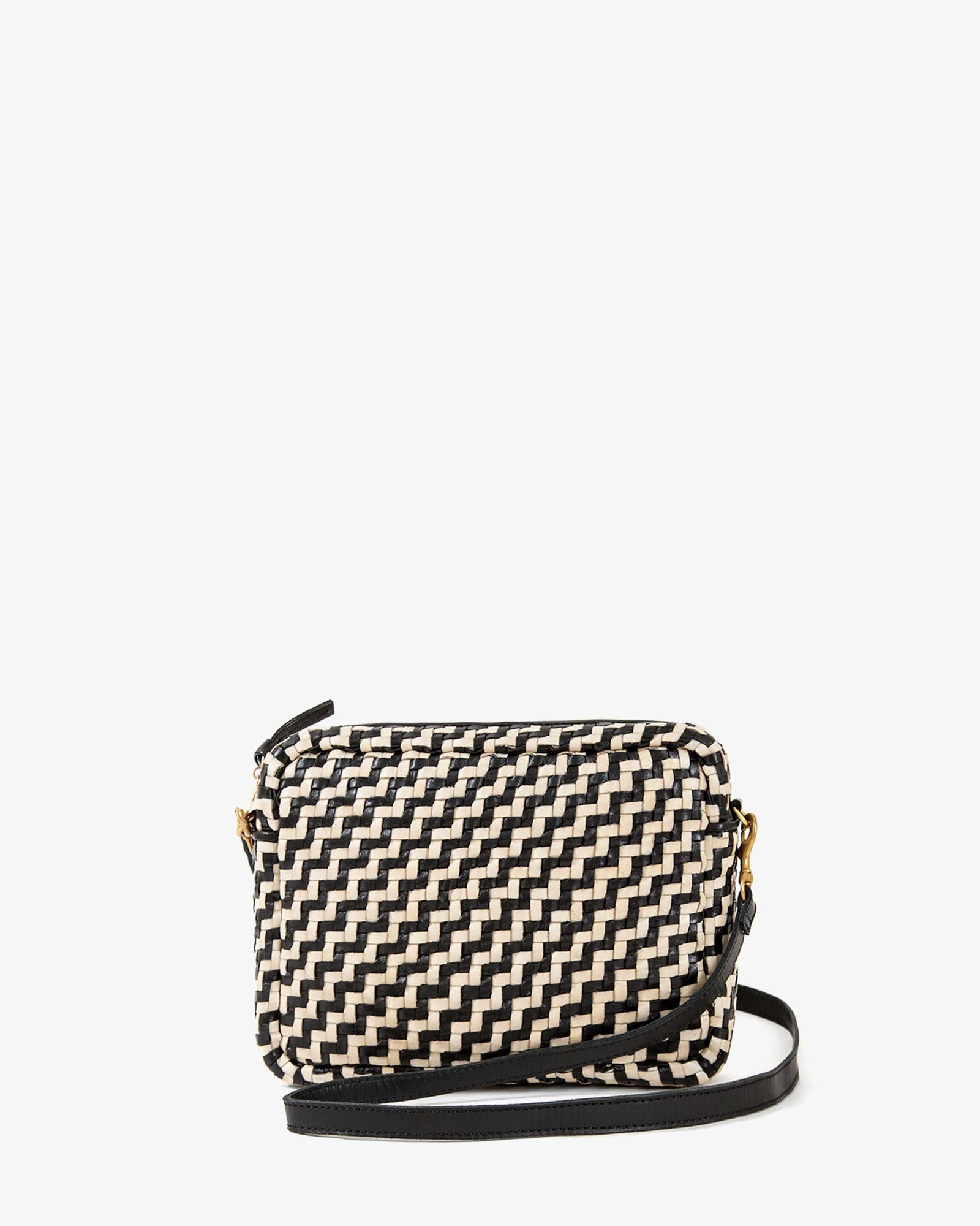 Midi Sac in Woven Zig-Zag Black & Cream