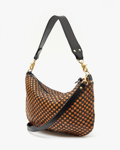 Moyen Messenger in Black & Natural Woven Checker