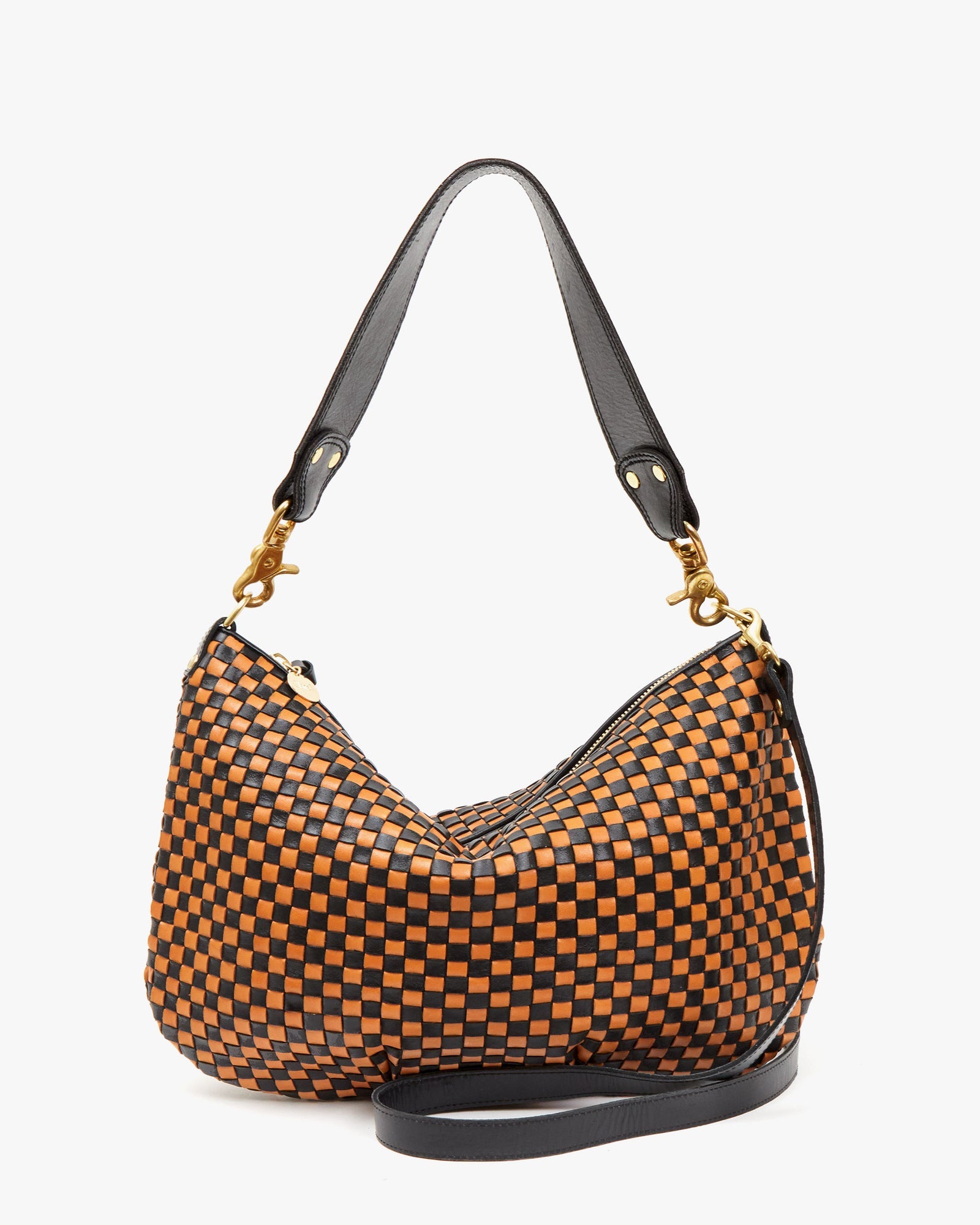 Moyen Messenger in Black & Natural Woven Checker