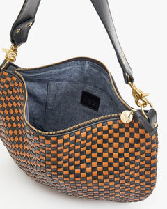 Moyen Messenger in Black & Natural Woven Checker