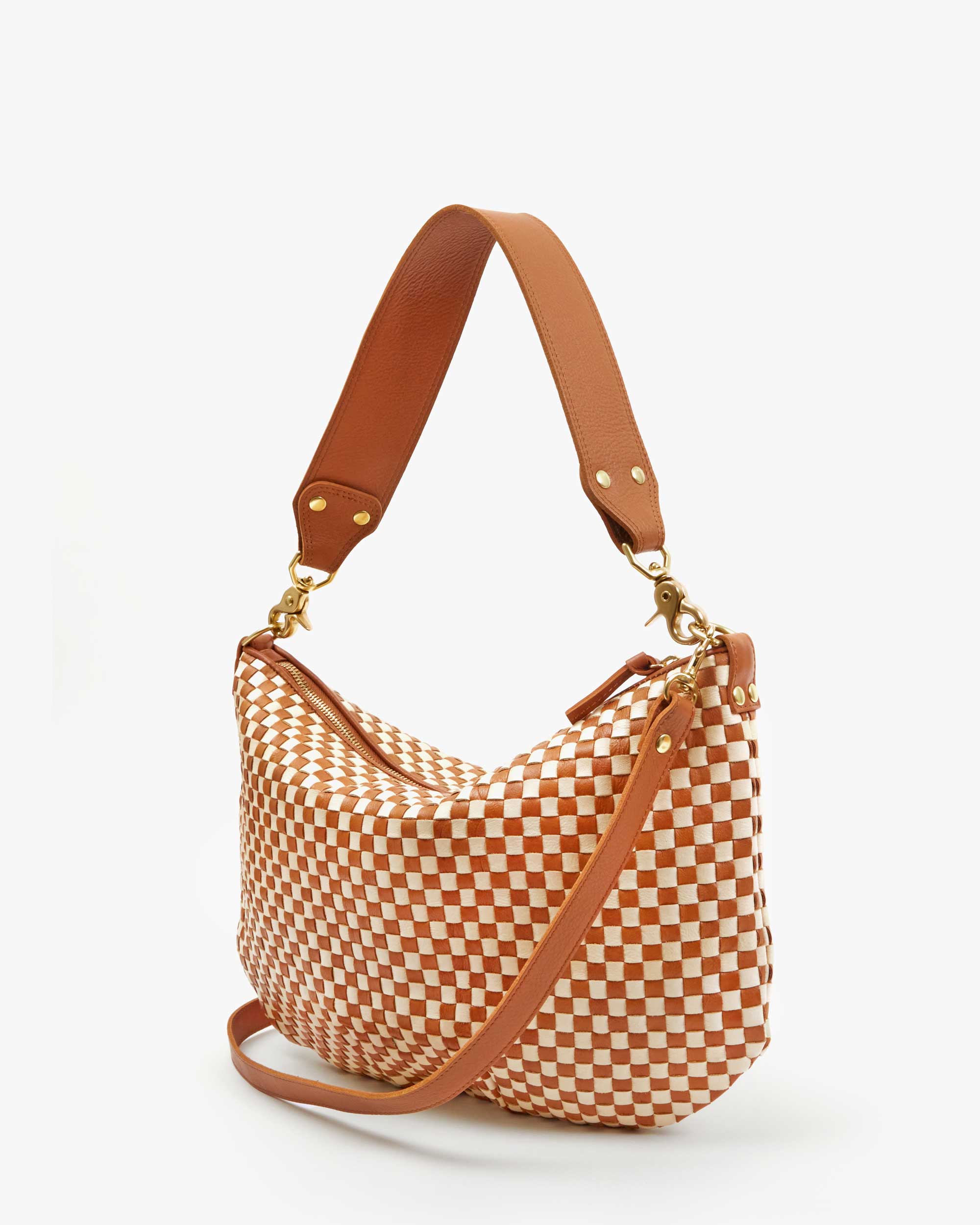 Moyen Messenger in Natural/Cream Woven Checker