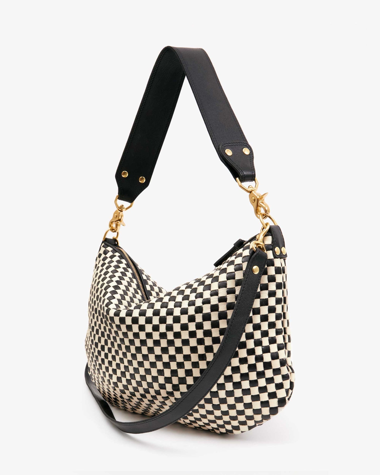 Moyen Messenger in Black & Cream Woven Checker