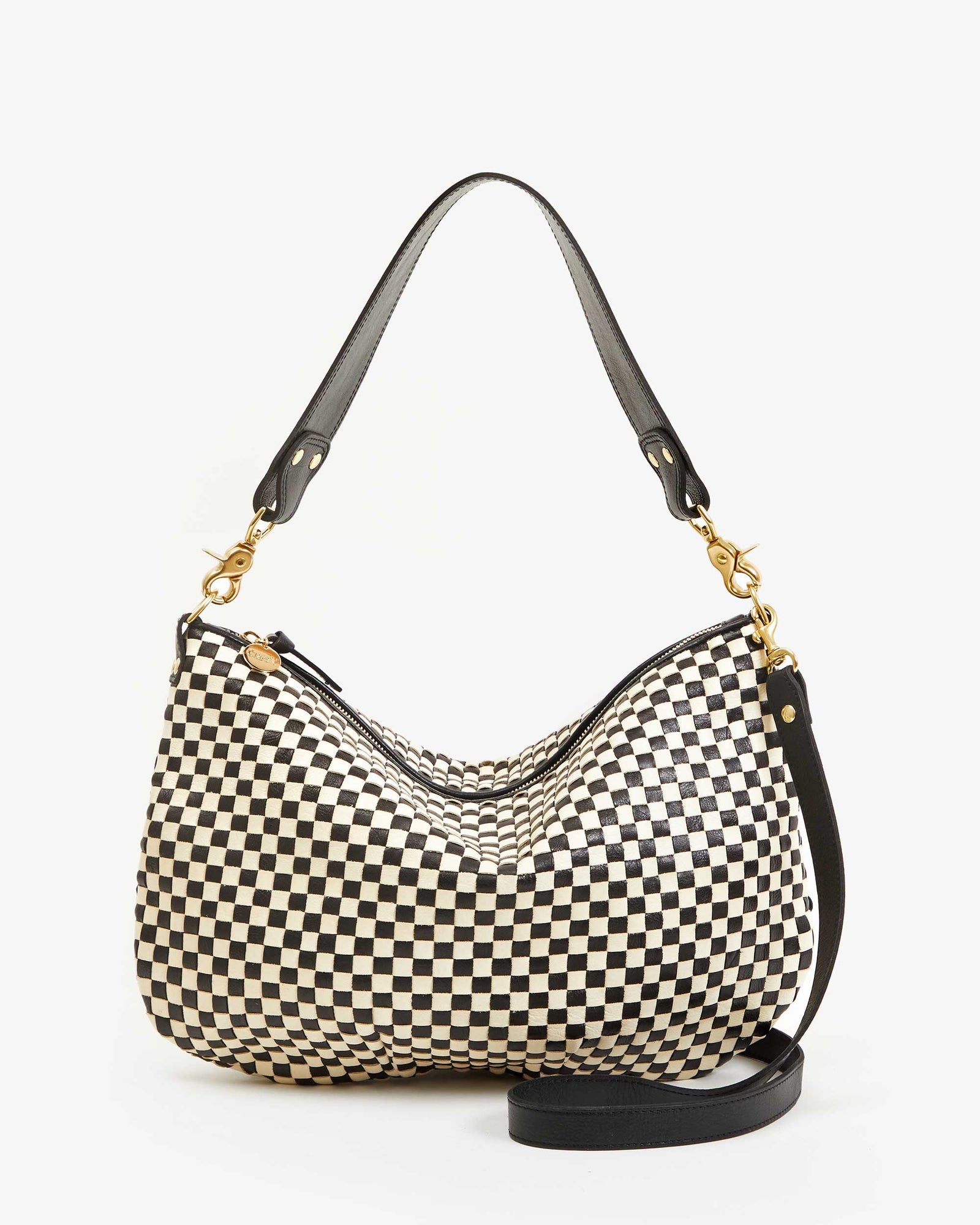 Moyen Messenger in Black & Cream Woven Checker