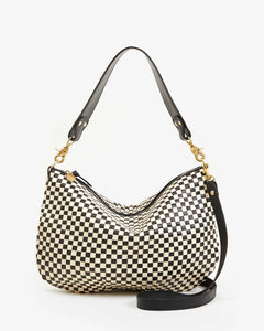 Moyen Messenger in Black & Cream Woven Checker