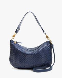 Moyen Messenger Bag in Bleu Marine Woven Checker
