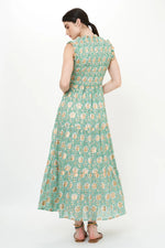 Load image into Gallery viewer, Sleeveless Smocked Maxi Dress in Mughal Green
