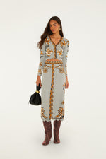 Load image into Gallery viewer, Stained Glass Knit Cardigan in Grey
