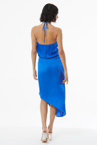 Andrea Draped Slip Dress in Ocean