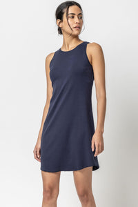 High Neck Dress in Dark Navy