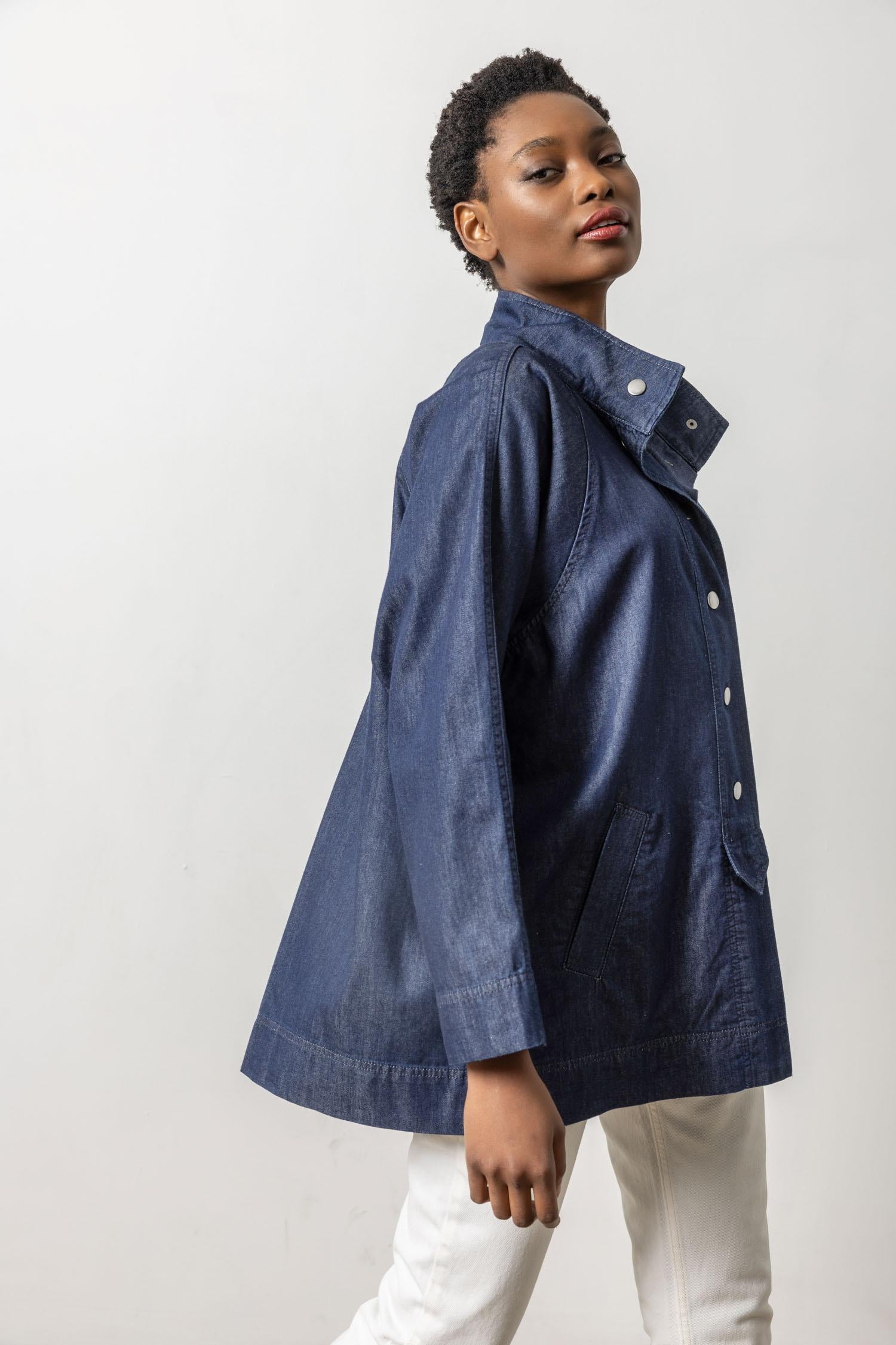 Denim Swing Jacket in Dark Wash