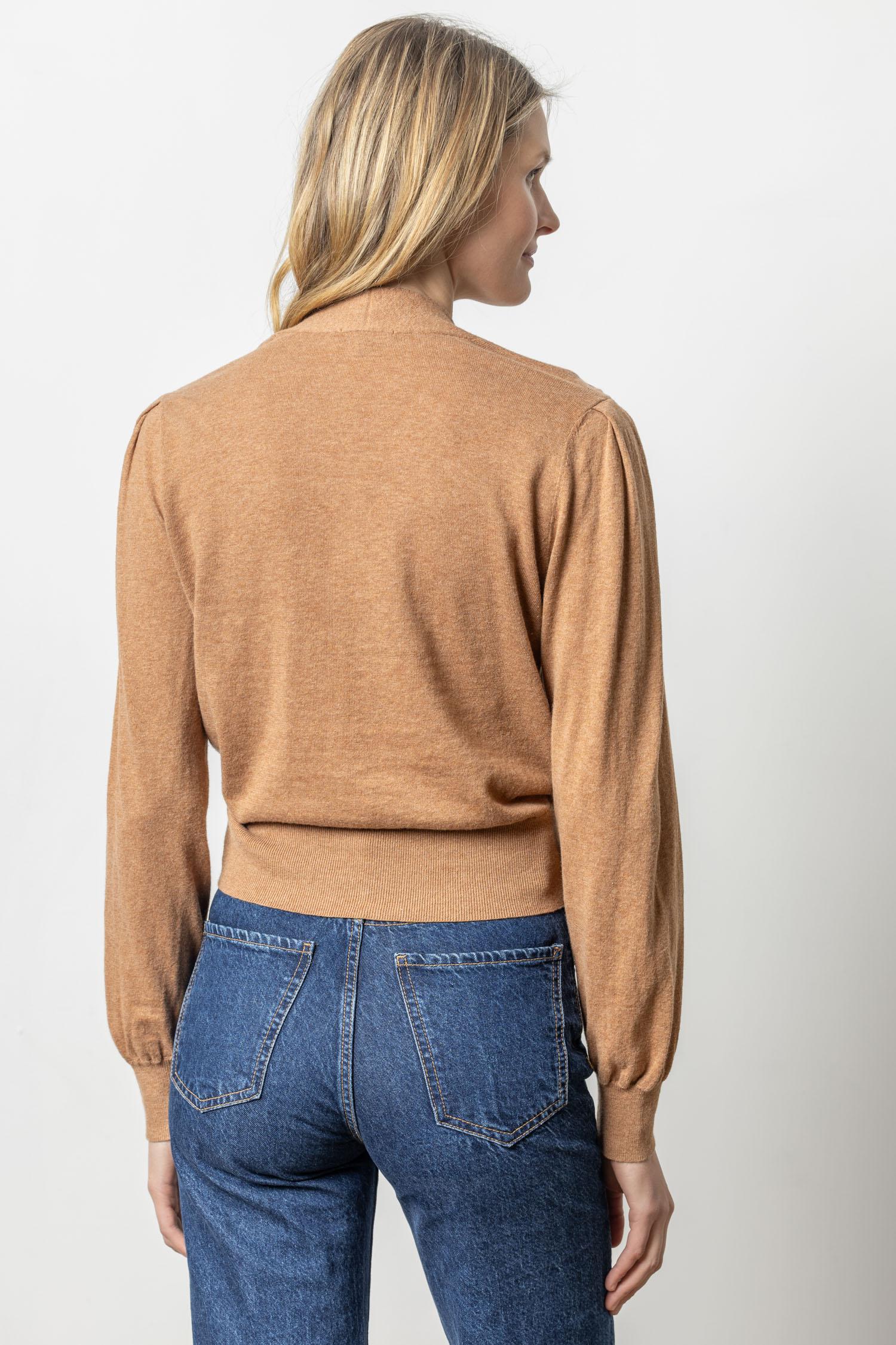 Long Sleeve Surplice Sweater in Bourbon