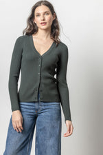 Load image into Gallery viewer, Ribbed Cardigan Sweater in Loden
