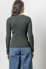 Load image into Gallery viewer, Ribbed Cardigan Sweater in Loden
