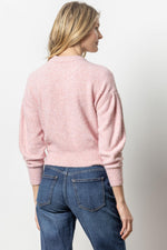 Load image into Gallery viewer, Pleated Sleeve Crewneck Sweater in Peony
