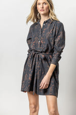 Load image into Gallery viewer, Belted Shirt Dress in Onyx/Java Print
