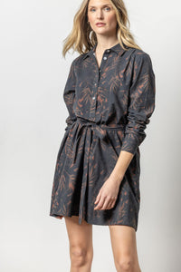 Belted Shirt Dress in Onyx/Java Print