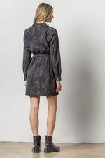 Load image into Gallery viewer, Belted Shirt Dress in Onyx/Java Print
